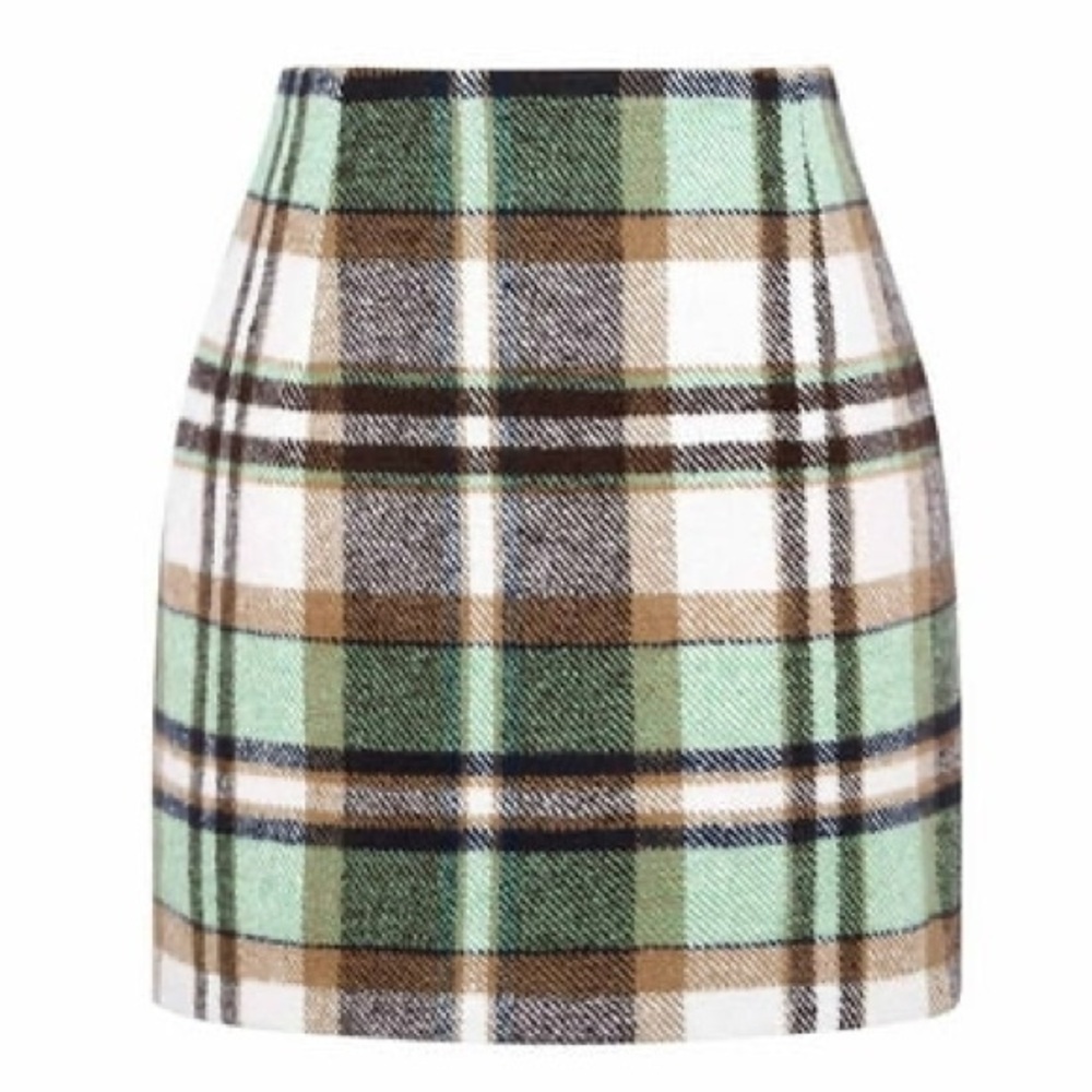 Forever 21 Checkered Mini Skirt in Green and Brown